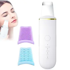 Skin Scrubber Face Skin Spatula Facial Scrubber Spatula for Deep Cleansing Blackhead Remover Pore Cleaner Skin Facial Cleaning with 4 Modes Gift Silicone Adjustable Stainless Gentle,White,green, silver，Gifts, Facial Brush