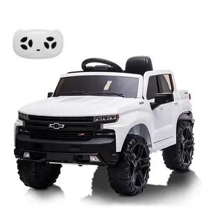 Kids Ride on Vehicle with Remote Control for 3-8 Years Toys,12V Licensed Chevrolet Silverado GMC Powered Wheels Electric Car, MP3 Music,FM Radio, Spring Suspension, LED Light,White