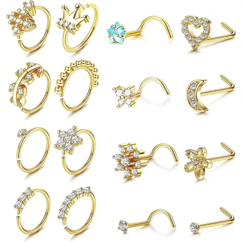 Women's Elegant Rhinestone Decorated Nose Ring, Nose Ring for Women & Girls, Casual Fashion Accessories for Party & Daily Decor, Trendy Jewelry for Gift, Nose Piercing Jewelry, Nose Cuff, Body Jewellery