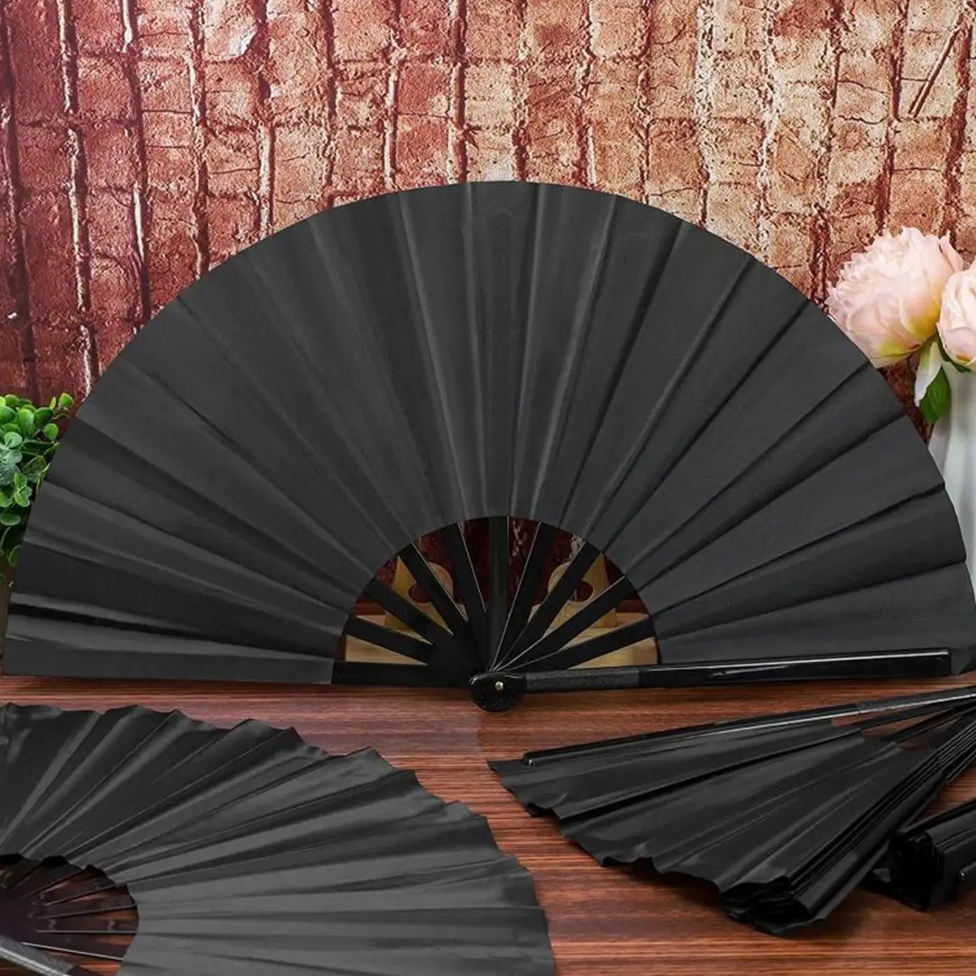 Solid Color Chinese Style Foldable Hand Fan, Portable Handheld Mini Fan for Summer, Home Decor Supplies for Living Room Bedroom, Folding Fan, Decorati