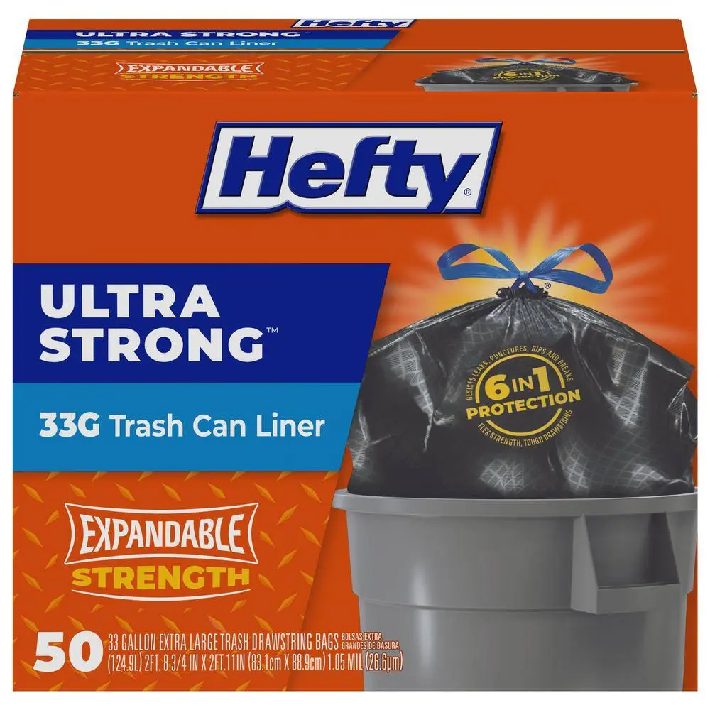 Ultra Strong Draw String 33 Gal. Trash Bags (50-Count) Drawstring Kitchen