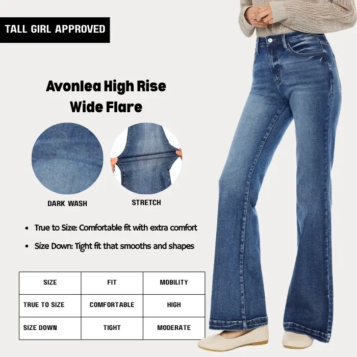 [TALL GIRL APPROVED] KANCAN - Avonlea Essentials Women's Denim High Rise Wide Flare