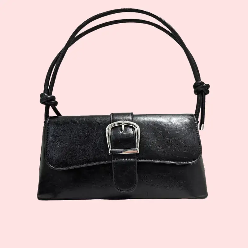 [Summer Picks] Baguette bag/ Women's Handbag - PU leather/ Structured Rectangular Silhouette with Silver Buckle & Double Strap Design for Casual & Formal Occasions Adjustable Shoulder Bag Crossbody Purse work bags for women handbags