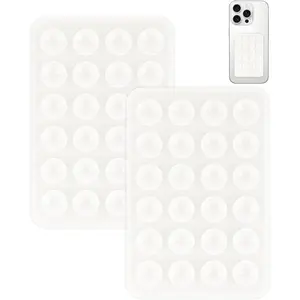 2 Pack Silicone Suction Phone Case Mount, Silicon Adhesive Smartphones Stand Sticky, Non Slip Suction Cup, Hands-Free Phone Accessories Holder for Selfies and Videos White