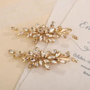 Red Rhinestone Bridal Hair Clips Crystal Wedding Hair Barrette for Women Decorative Hair Accessories Jewelry Sparkly Crystal Hair Piece (Red)