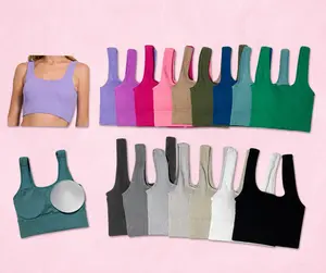 Ribbed Square Neck Bralette w/ pads Brami Crop Top by Zenana 6134, Soft Stretchy Comfortable Knit Fabric Womenswear