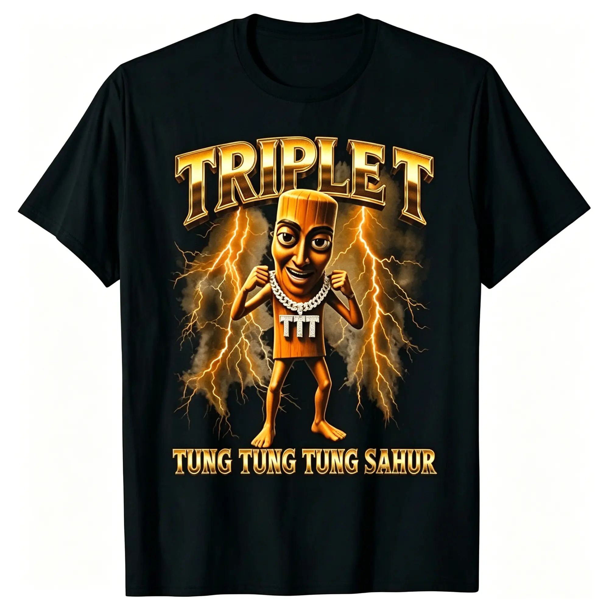 Triple T Tung Tung Tung Sahur T-Shirt Funny Graphic Tees