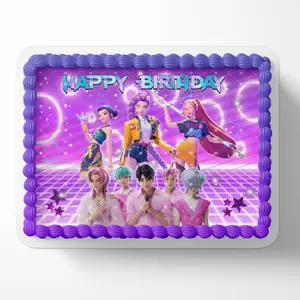 K-pop Demon Team Hunters Girls Team Edible Cake Image Topper Birthday Cake Banner 1/4 Sheet