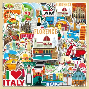 Italy Themed Sticker, Sticker Packs, 100pcs/set Creative DIY Decorative Decals, Scrapbooking & Stamping Supplies for Journal Making, Art Stickers
