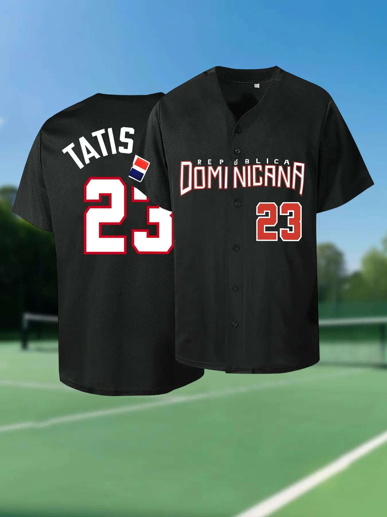 Men's Dominicana #23 Stitched Baseball Jersey, Sportswear, Jersey Shirts, Loose Fit Breathable Embroidered Sports Sweatshirt, All-Season Sports Top for Casual Wear, and Parties, Baseball Shirt, Durable Fabric, Jersey Tee