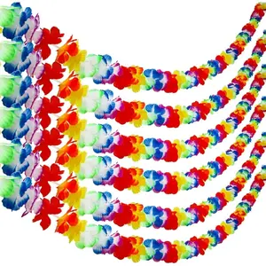 6 Pack Colorful Hawaiian Luau Tropical Flower Lei Garland Party Decorations Hawaiian Tropical Party Supplies10 Feet Each