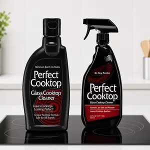 HOPE'S Ultimate Cooktop Duo Household Kitchen Bundle - Fast-Acting Glass & Ceramic Stovetop Cleaner Spray & Cream, No-Rinse, Streak-Free Smooth Shine - 10.6 oz Cream, 23 fl oz Spray