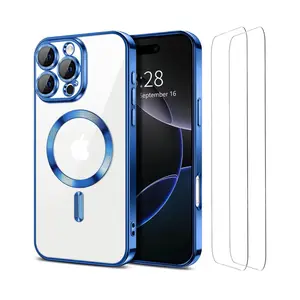 Entronix Case for Apple iPhone 17/16 Air/Plus/Pro Max - Magnetic Glossy Cover & 2 Clear Screen Protectors, Smartphone Accessories Tempered Wireless