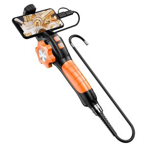 two-way articulating borescope with led light, industrial endoscope inspection camera with 6.4mm articulated probe, usb scope camera for ios & android phone
