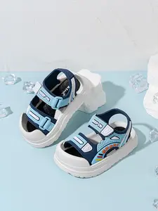 Boys' Summer Sandals 2026 New Arrival, Indoor Barefoot Shoes for Toddlers & Kids, Cute Style Beach Slippers, PU Material, Rubber Sole, Strappy Sandals, Cut Out Heel Type, Low Top Height