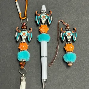 Turquoise Outlaw Bead Set | Western Cowgirl Turquoise Pen Keychain Bookmark Set Beaded Pen Keychain Bookmark Set | Western Cowgirl Gift Set | Handmade Beadable Accessories