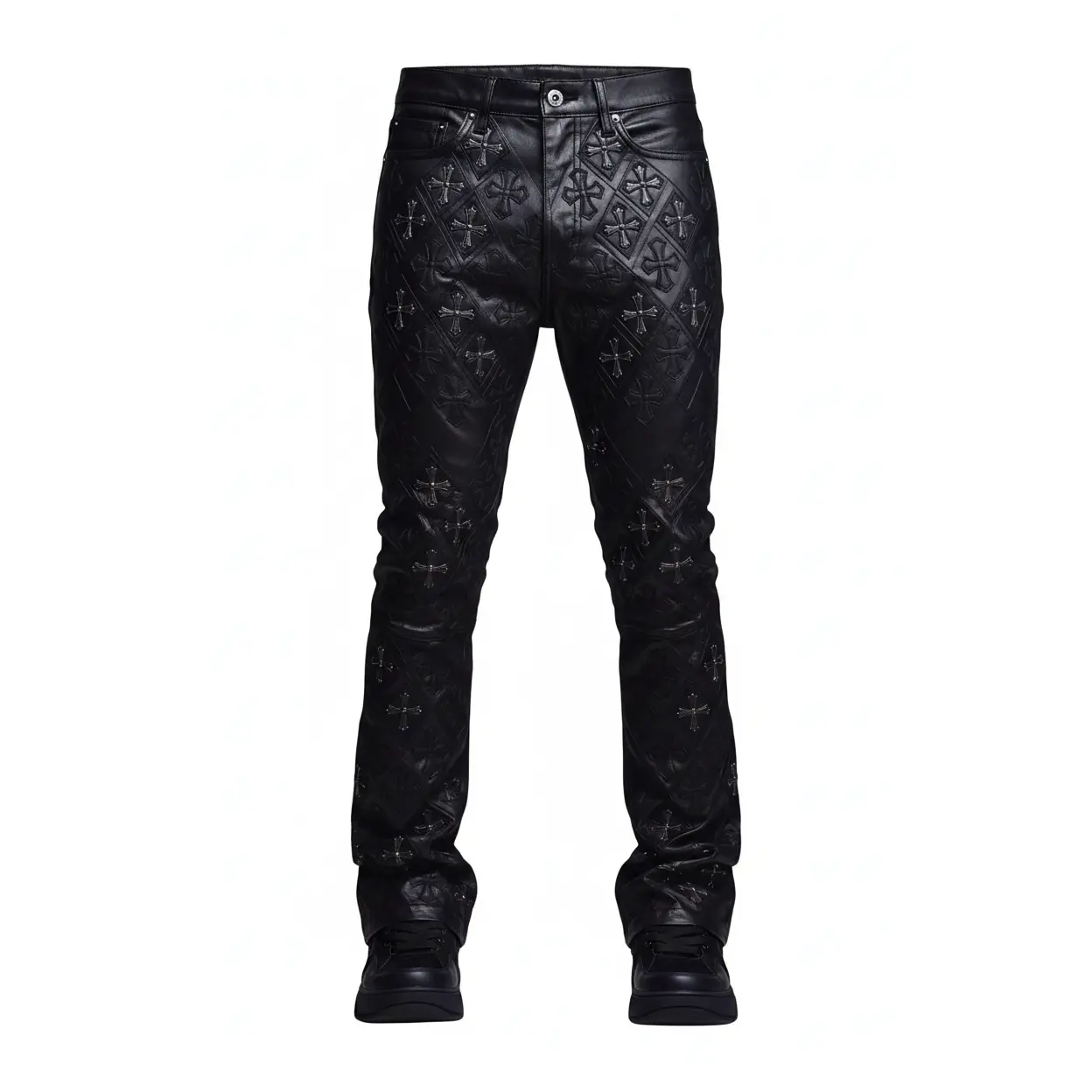 GUAPI ALL BLACK RELIC WAXED DENIM JEANS
