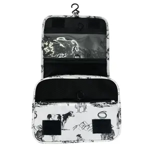 A Western Denim Cactus Cattle Seal Cosmetic Bag