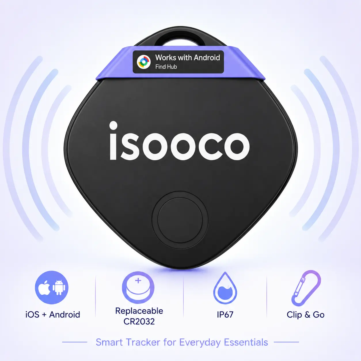 ISOOCO IS2501 New Bluetooth GPS Keychain Tracker with Speaker, Anti-Lost Wireless Smart Device for Kids, Wallets, iOS & Android Supported Anti-loss device
