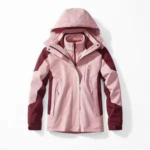 Men Women Outdoor 3-in-1 Detachable Shell Jacket Trendy Brand Autumn Winter Thickened Windproof Waterproof Mountaineering Coat for Travel Hiking Camping