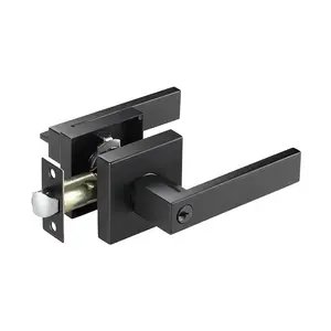 Privacy Door Levers Matte Black Heavy Duty Bed Bath Door Locks Keyless Locksets Reversible for Left Right Handed Doors 1 Pack Doorknob