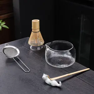 Japanese Matcha Tool Set, Tea Making Tool, Glass Matcha Bowl, Cute Cat Stand, Bamboo Hundred Books (natural Stirrer), Beginner Friendly Set
