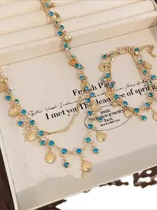 Boho Style Shell & Faux Zircon Decor Choker, Fashion Jewelry for Party, Daily Clothing Decor, Trendy All-match & Exquisite Jewelry for Birthday Gift