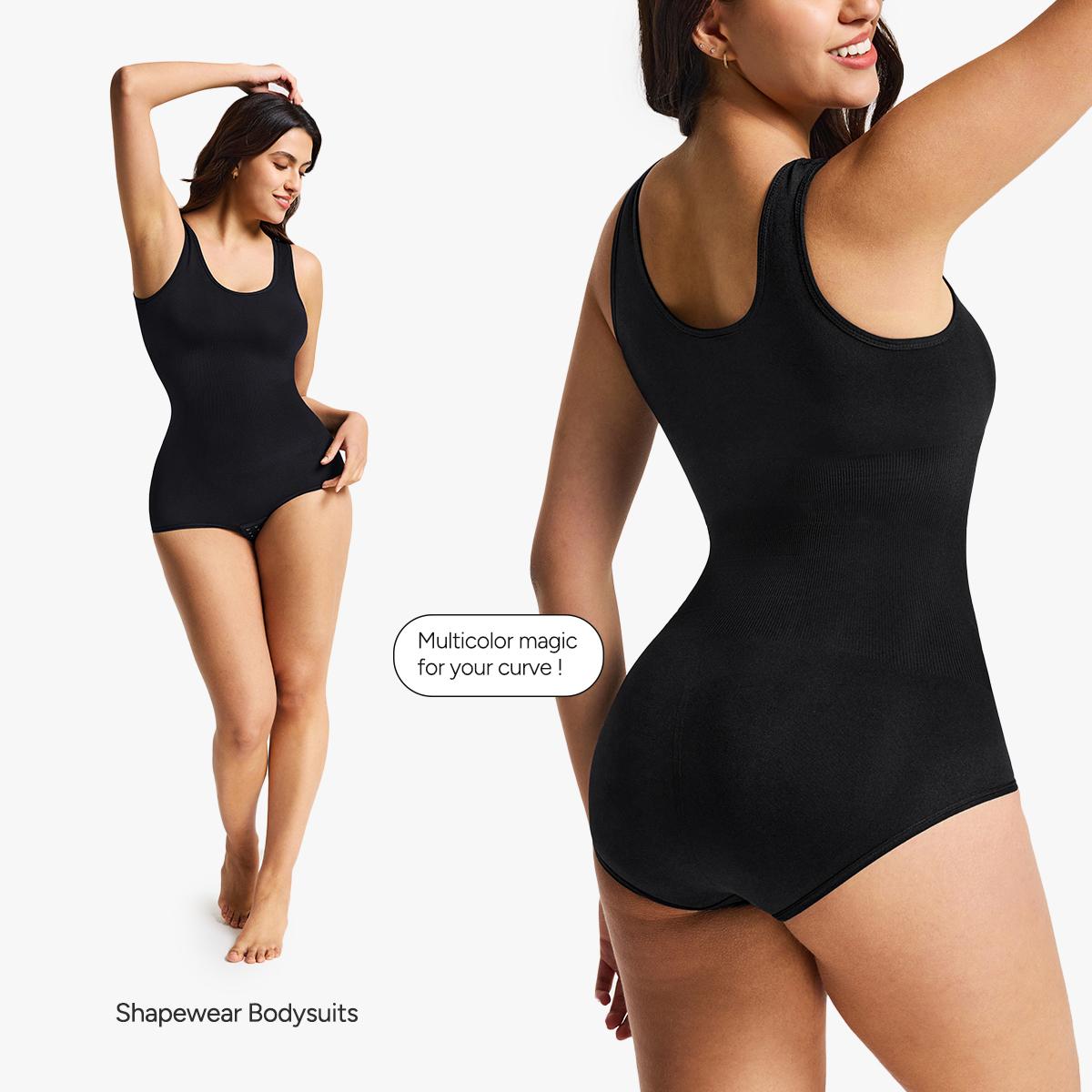 | Buy 1 Get 1 Free | Nebility 2 Piece Women's Seamless Round Neck Shapewear Bodysuit, Comfortable Basic Minimalist Womenswear for Daily Wear with Cinched Waist Affordability Blue SpringStatements