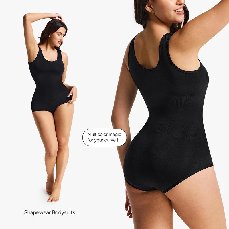 | Buy 1 Get 1 Free | Nebility 2 Piece Women's Seamless Round Neck Shapewear Bodysuit, Comfortable Basic Minimalist Womenswear for Daily Wear with Cinched Waist Affordability Blue