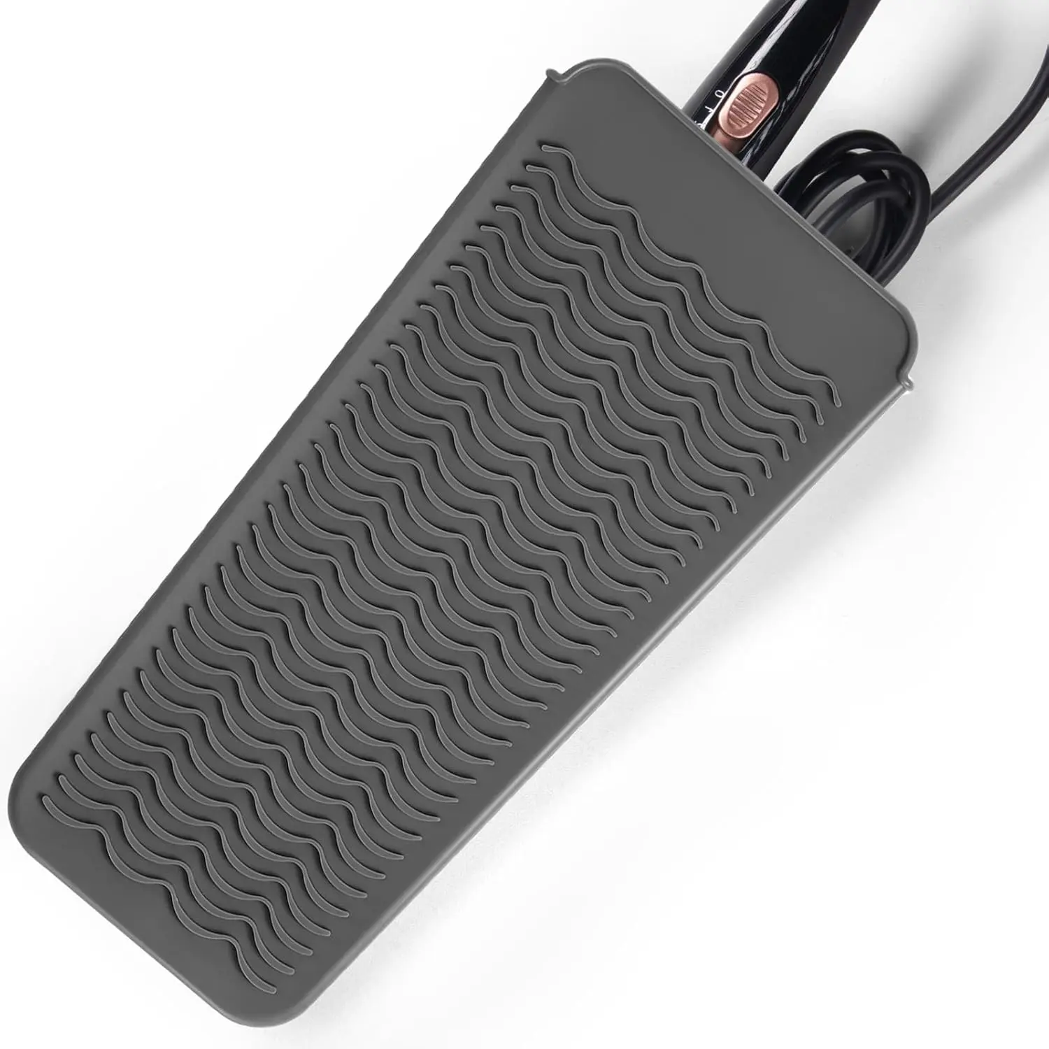 Hair Iron Mat Pouch, Heat Resistant Mat for Flat Iron and Curling Iron, Portable Travel Silicone Hair Straightener Mat and Cover for Hair Waving Iron and Hot Hair Styling Tools (Grey)