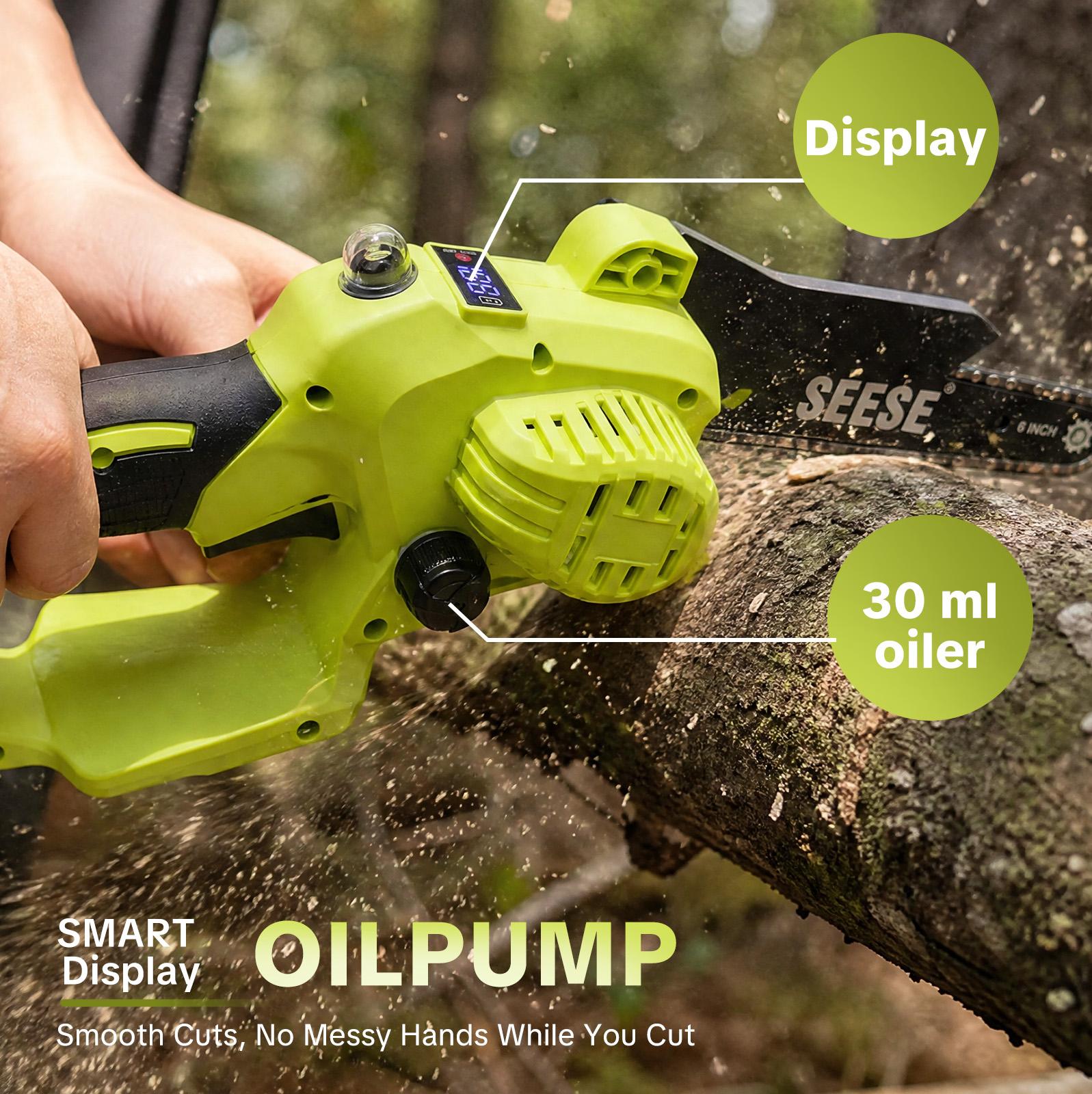 SEESE Brushless Mini 8"ChainSaw Oil System- Portable Electric Cordless Saw for Wood Cutting, Batteries (000mAh) ,Pruning, Gardening, Camping - Suitable for Seniors, Women Holiday gifts SEESE Brushless Mini 8"ChainSaw Oil System- Portable Electric Cordless Saw for Wood Cutting, Batteries (000mAh) ,Pruning, Gardening, Camping - Suitable for Seniors, Women Holiday gifts