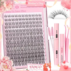 Natural Look Realistic Eyelash Extensions Kit, 1 Box Individual False Eyelashes DIY Lash Clusters with Glue, Tweezers, Brush and Remover, Professional Eye Enhancement Tools for Women, Makeup