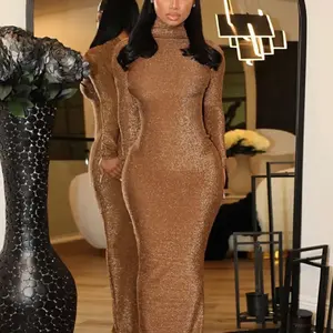 Elegant shimmery turtleneck dress