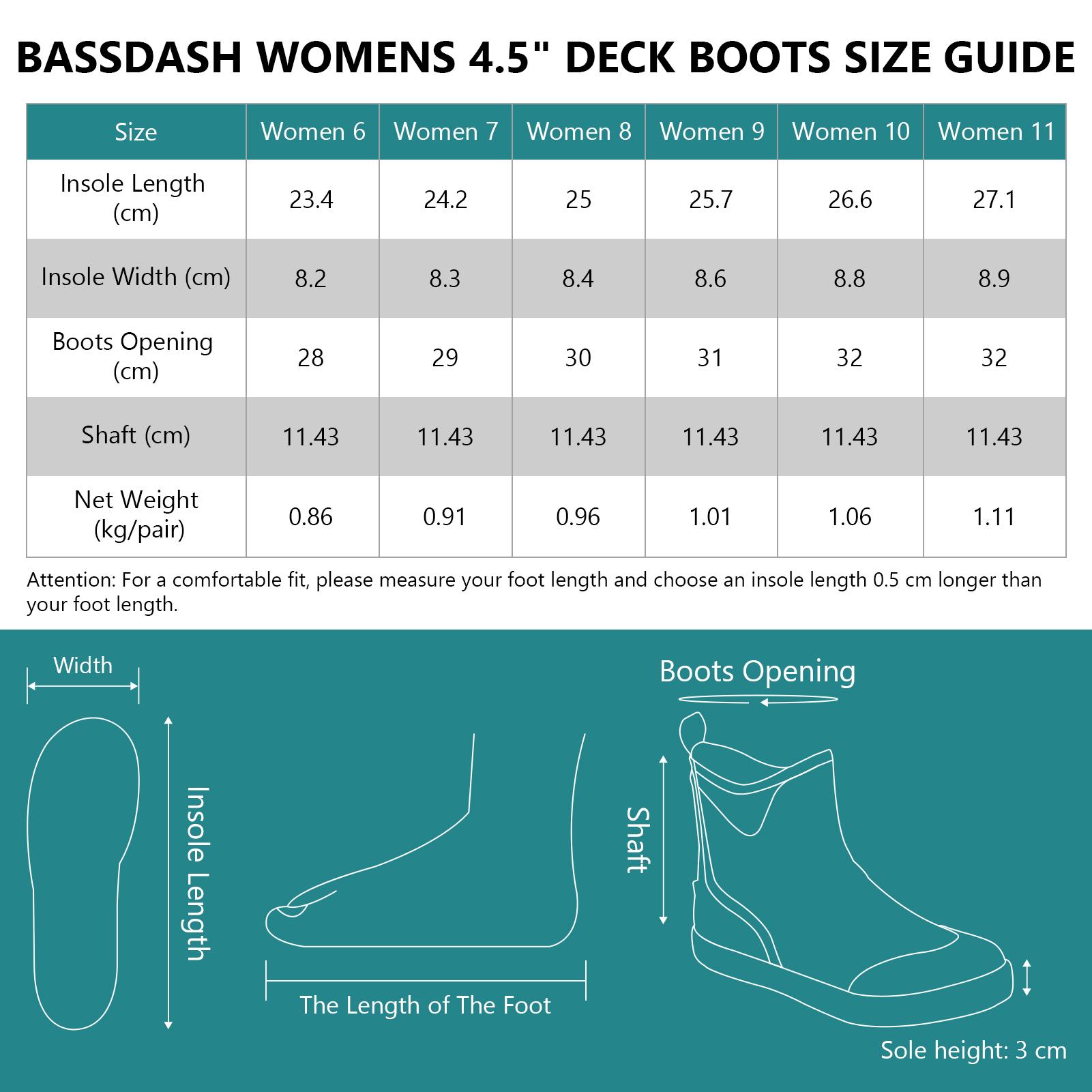 BASSDASH Womens 4.5” Waterproof Deck Ankle Rain Boots Anti-Slip Neoprene Rubber Garden Fishing Boots