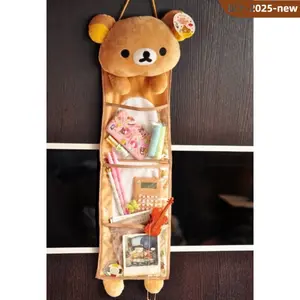 cute Rilakkuma Wall Hanging Bag Cartoon Relaxbear Brother Door Hanging Large Capacity Kawaii Student Dormitory Sundries Storage
