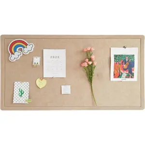 Foldable Large Felt Bulletin Board - 36'' x 18'', Decorative Picture Framed Display Board with 35 Rose Pins for School, Home, Kitchen & Office Walls