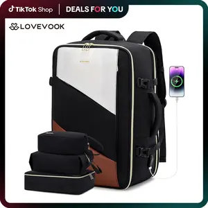 LOVEVOOK Large Capacity Carry-On Travel Backpack with Laptop Compartment, Spring Glow Up 3 Packing Cubes, and Waterproof Toiletry Bag - Airline Approved Travel Bag for Hiking, Overnight, and Weekender Trips