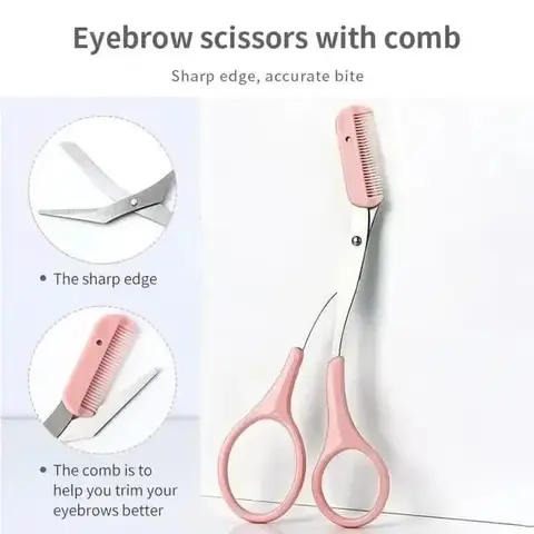 JIXAXN Precision Eyebrow Scissors, Ergonomic Stainless Steel Haircare Tool with Accurate Bite & Protective PVC Cap for Precision Trim Needs
