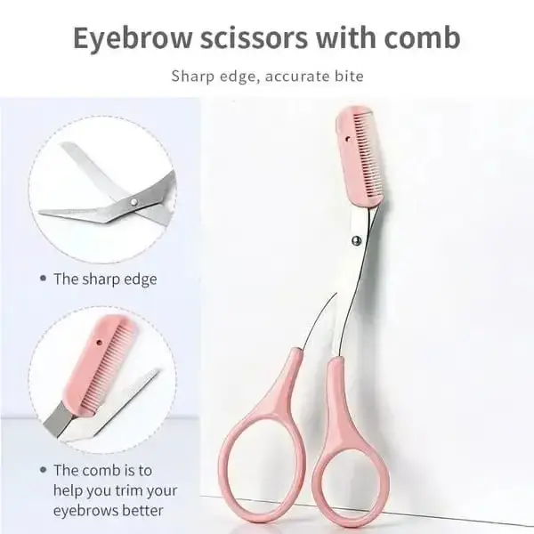 JIXAXN Precision Eyebrow Scissors, Ergonomic Stainless Steel Haircare Tool with Accurate Bite & Protective PVC Cap for Precision Trim Needs