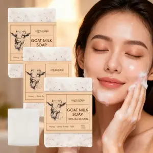 3-Pack 100g Goat Milk Soap (with lather net) – natural ingredients like goat milk, coconut oil & shea butter, mild, Cleansing, foams easily, deep cleans pores, hydrates, balances oil, suitable for all skin types, face & body, unisex, Nourishing Cleanser