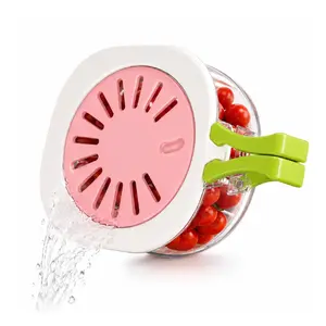 Colander Strainer Fruit & Vegetable Storage Container, Refrigerator Produce Keeper Bin with Drain Basket, Switchable Lid Fridge Organizer for Washing, Draining & Storing Fresh Food