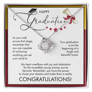 Graduation Gift  Necklace for Daughter, Graduation 2024 Grandaughter Gift,Niece,FriendsSterling Silver Knot Pendant