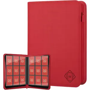 Trading Card Binder with 9 Side Loading Pocket Card Album Hold Up to 540 Cards PU Card Collection Binder, Collectible Albums Card Folder for MTG, TCG, Sports Cards（9-Red）