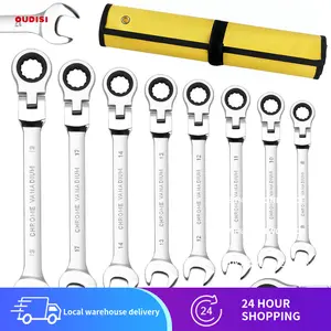 OUDISI 17-Pc Flexible Head Ratcheting Wrench Set - Chrome Vanadium Steel, Adjustable, Manual, No Assembly, High-Torque, Durable, Tools for Mechanics, Automotive & Versatile Tasks