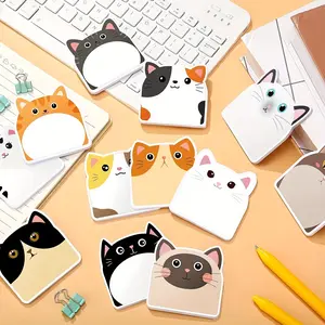 Cute Cat Pattern Sticky Note, 12pcs/set Lovely Portable Creative Message Sticker, Sticky Notes for Home Dormitory Kitchen Office School Travel, Adhesive Stickers