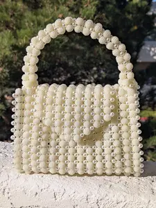 French Fashion High-End Handmade Beaded Hollow Mulberry and Pearl beaded bag