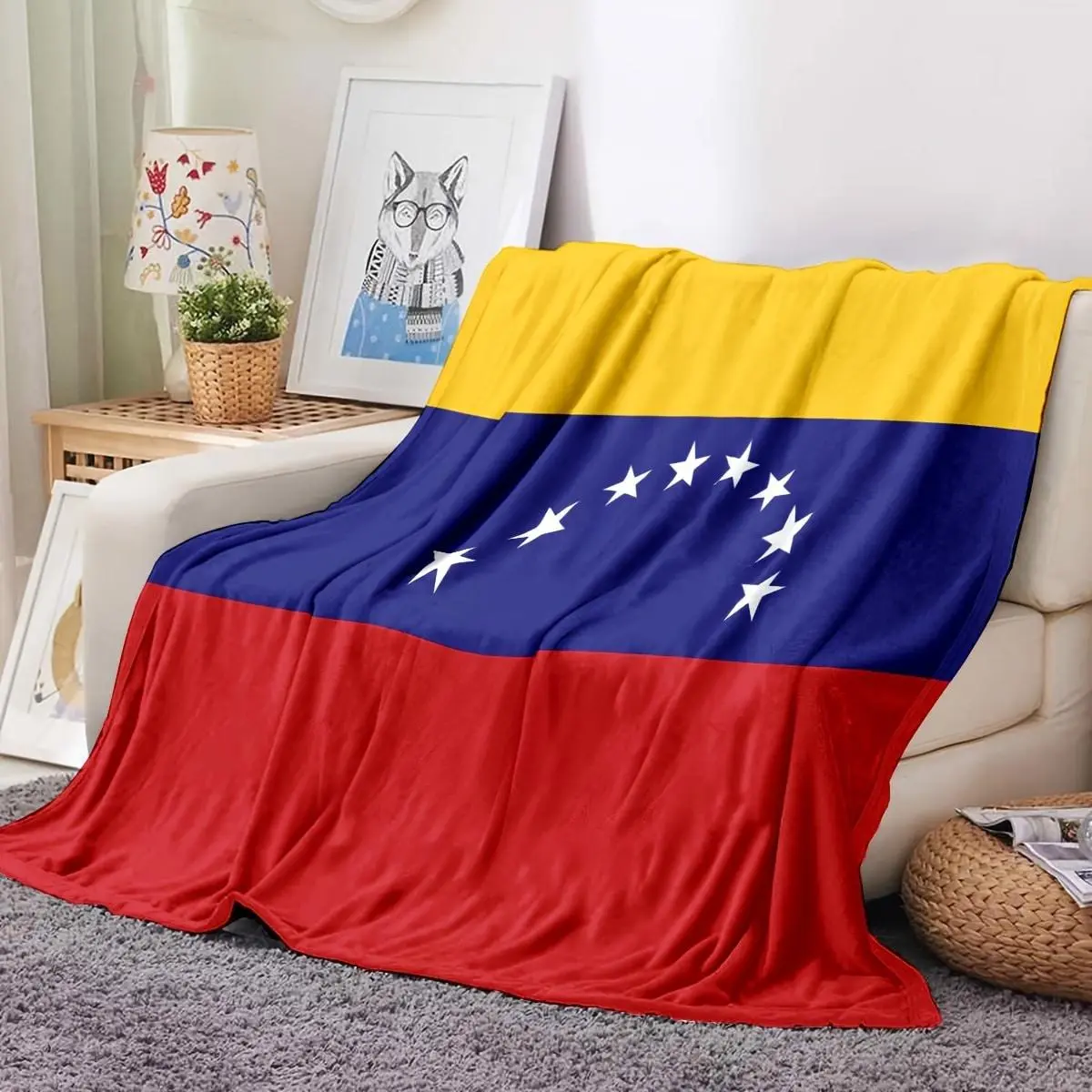 Venezuela Flag Pattern Soft Warm Throw Blanket, Modern Style Casual Soft Blanket, Stylish Blanket, Air-conditioned Room Blanket, Warm Nap Blanket for Home & Office, Blankets for Sofa, Blanket for Couch, Soft Cozy Blanket, Soft Comfy Blanket