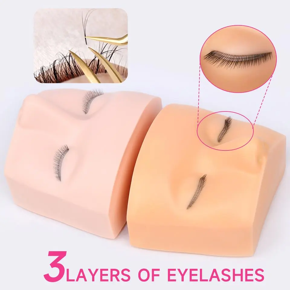 3 Layers Lashes Mannequin Head For Practice Lash Makeup Tool Extensions Eyelashes Grafting  Training Tools Makeup Practice Model