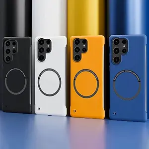 Phone Case for Samsung Galaxy S26 Ultra S25 Ultra S25 Edge S25FE S24 FE S24 Ultra S24 Plus S24 S23 S22 S21 Simple Monochrome Protective Magnetic No Frame Semi-Edge Ultra-Thin Cooling Mobile Phone Case Cover