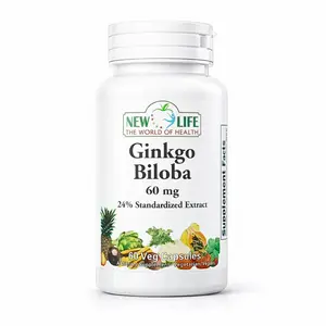 New Life Ginkgo Biloba 60mg 60 Veg Capsules 24% Standardized Extract for Cognitive Health & Brain Wellness
